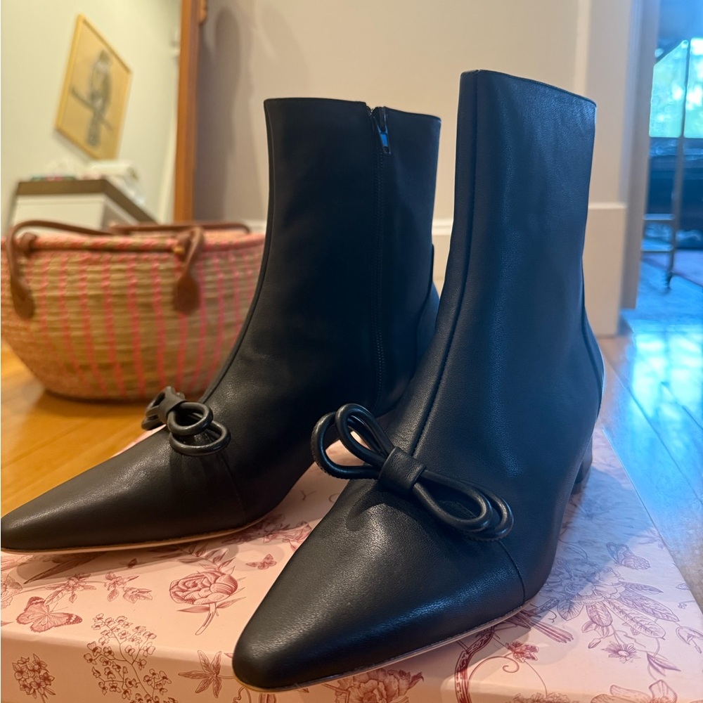 Ivy City Co Black Ankle Boots with Bow